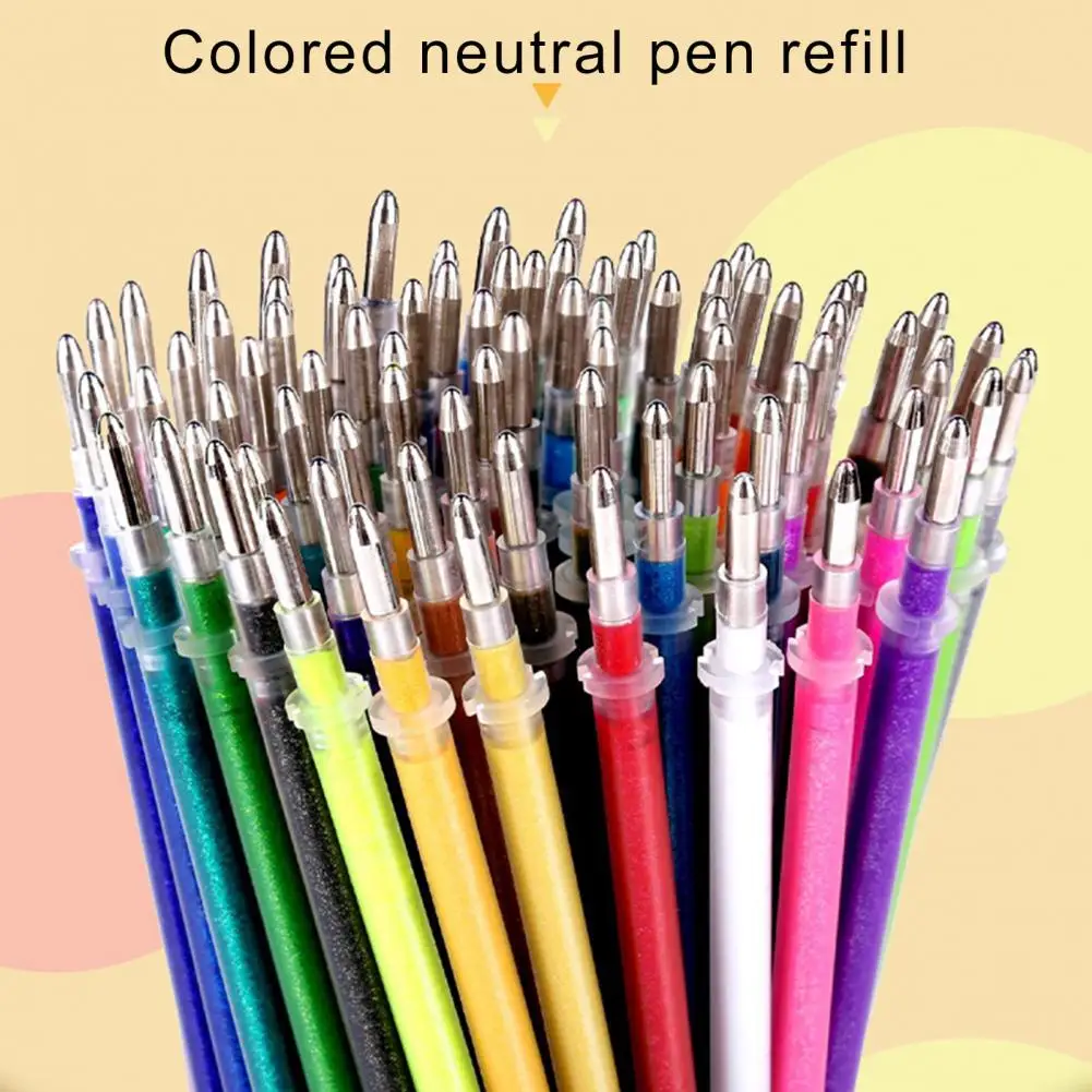 100Pcs Colorful Gel Pen Refills Scrapbooking Pen Refills Precise Manufacturing Free-Flowing Ink Acid-Free Sparkling Ink Refills