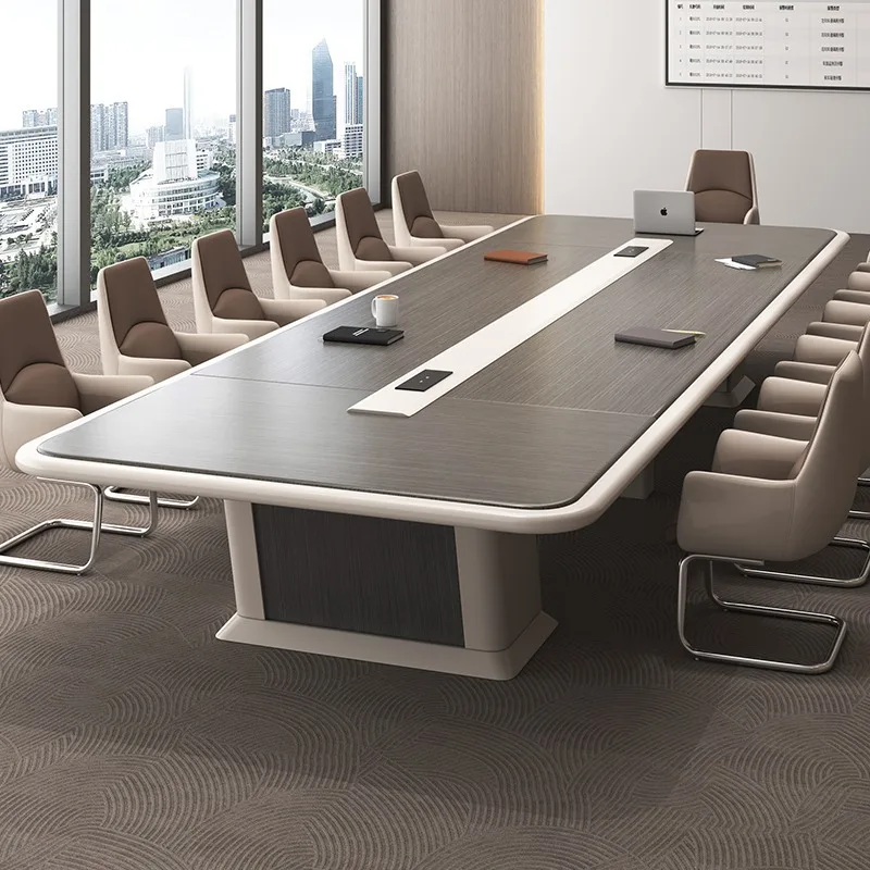 

Paint conference table simple modern rectangular negotiation light luxury high sense conference room table