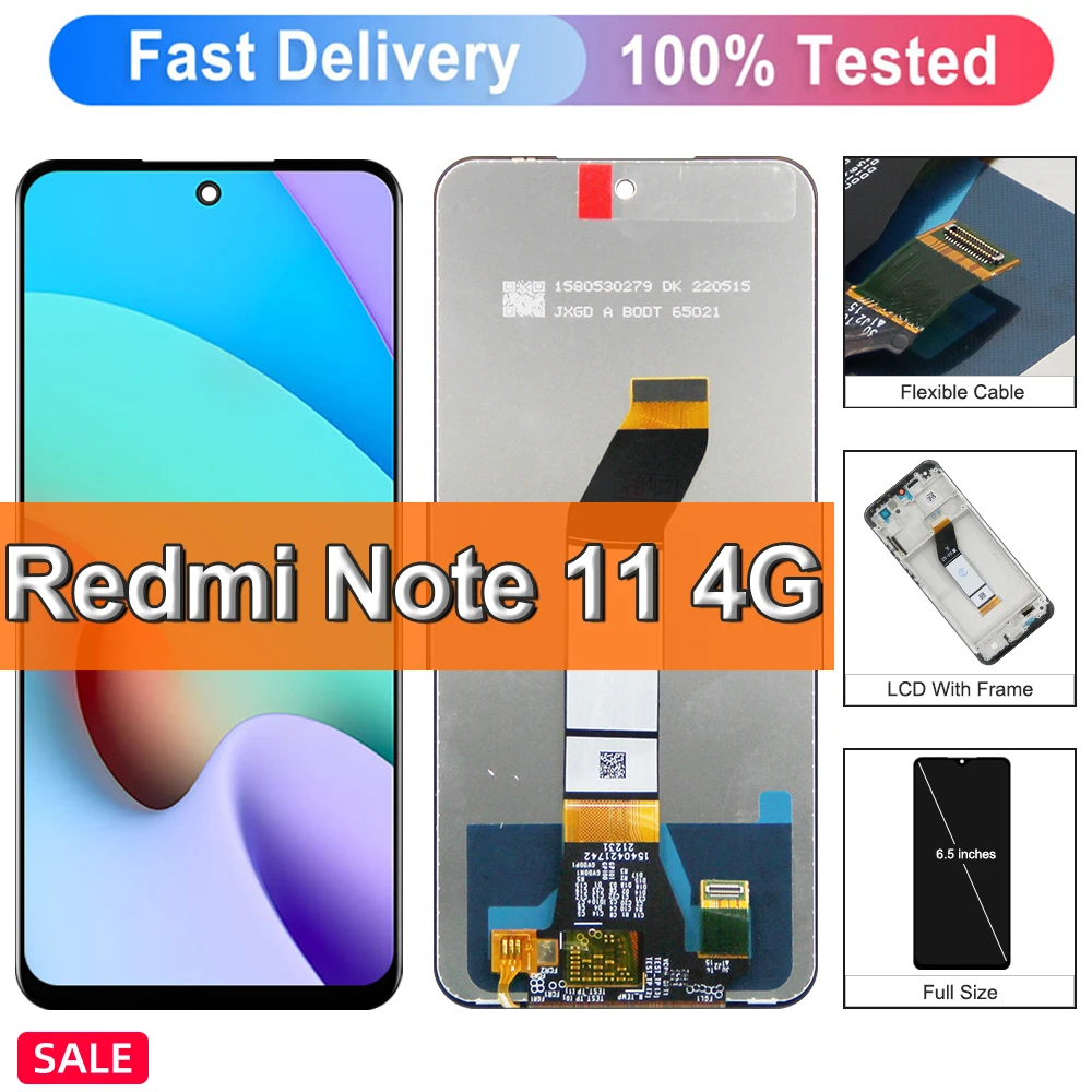 

6.5'' Original For Xiaomi Redmi Note 11 4G LCD Display Touch Screen Digitizer Assembly Replacement For Note11 4G 21121119SC LCD