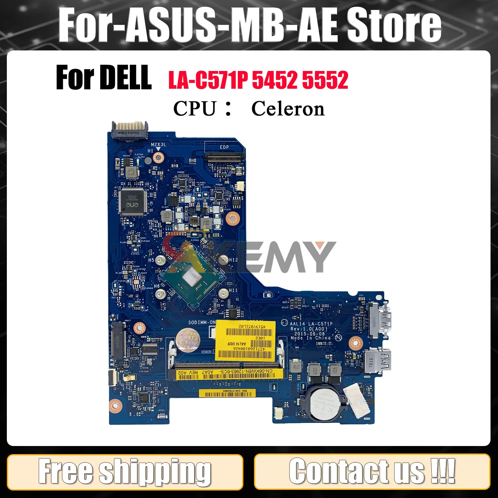 

Материнская плата LA-C571P для ноутбука DELL Inspiron 5452 5552, с процессором Pentium, AAL14 CN-0F77J1 F77J1, 100% полностью протестирована