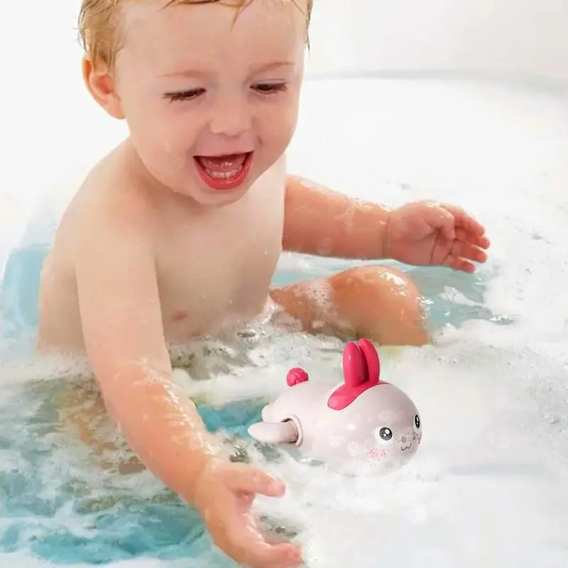 Juguetes de baño de cuerda para niños pequeños, piscina flotante de conejo, juguetes de baño, bañera, juguetes de agua para niños