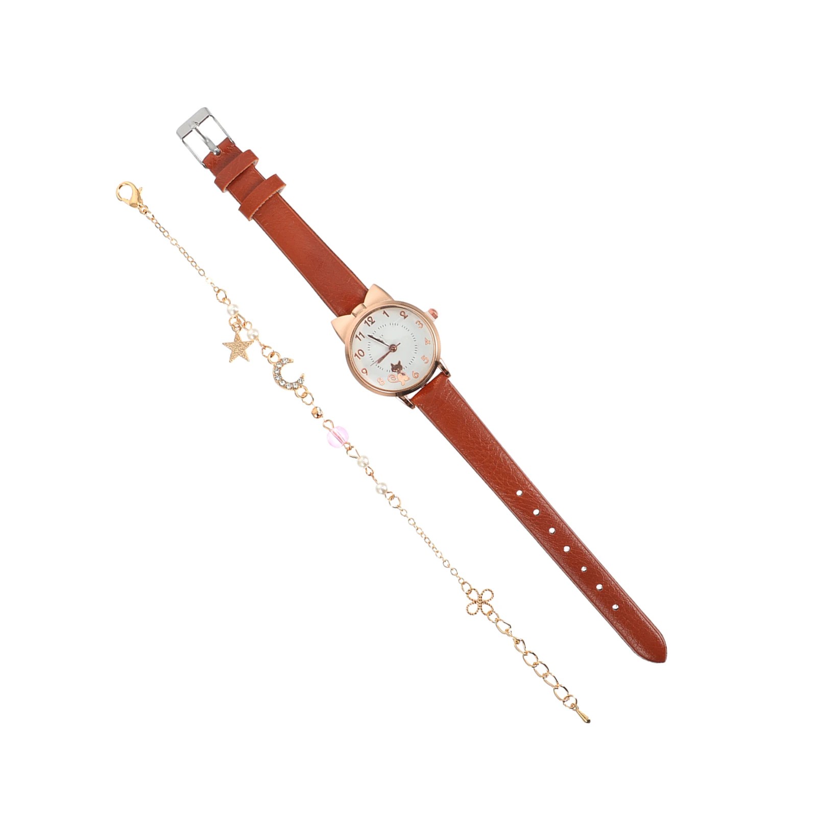 

Cute Cat Watch For Women Moon Bracelet Moon Bracelet Set Set R Quartz Watch Zinc Alloy Watches Ladies Wristwatch