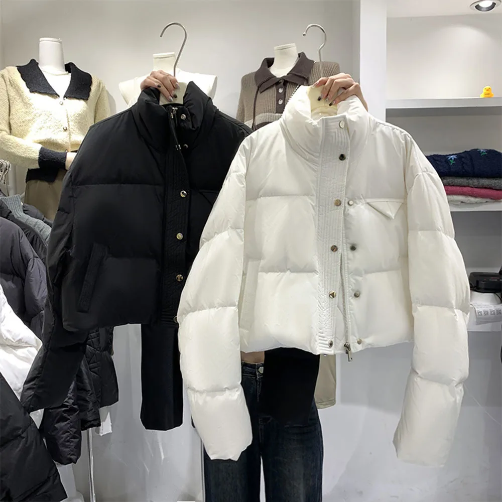 Fashion Short Down Cotton Jacket For Women\'s 2023 Winter Korean Style Elegant Cotton Padded White Parkas Female Warm Coat Trend