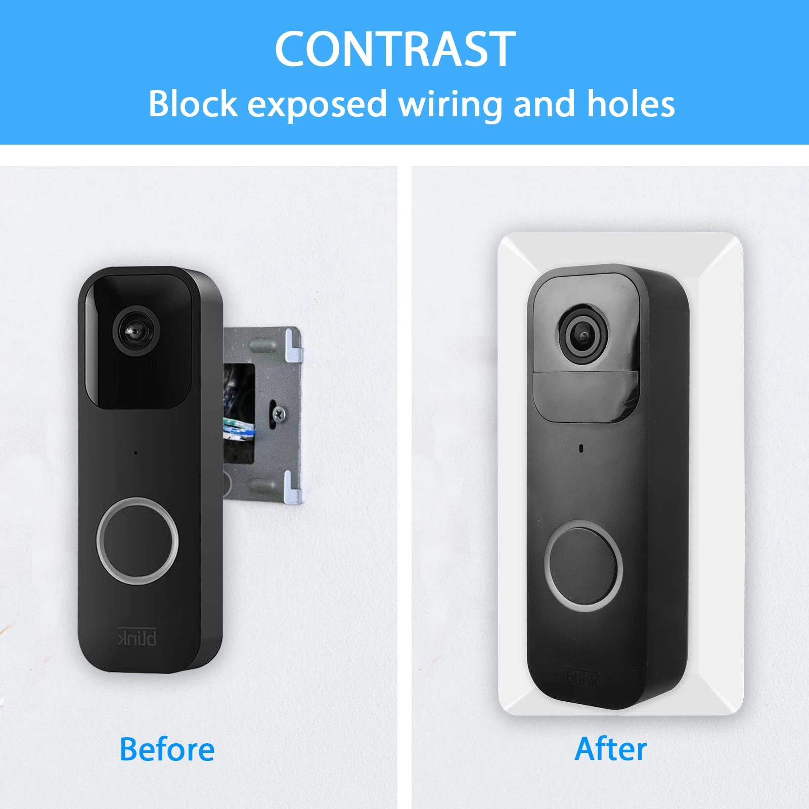 Wall Plate for Blink Video Doorbell,Stylish Doorbell Panel 35 Degrees Left or Right Adjustment Angle Bracket