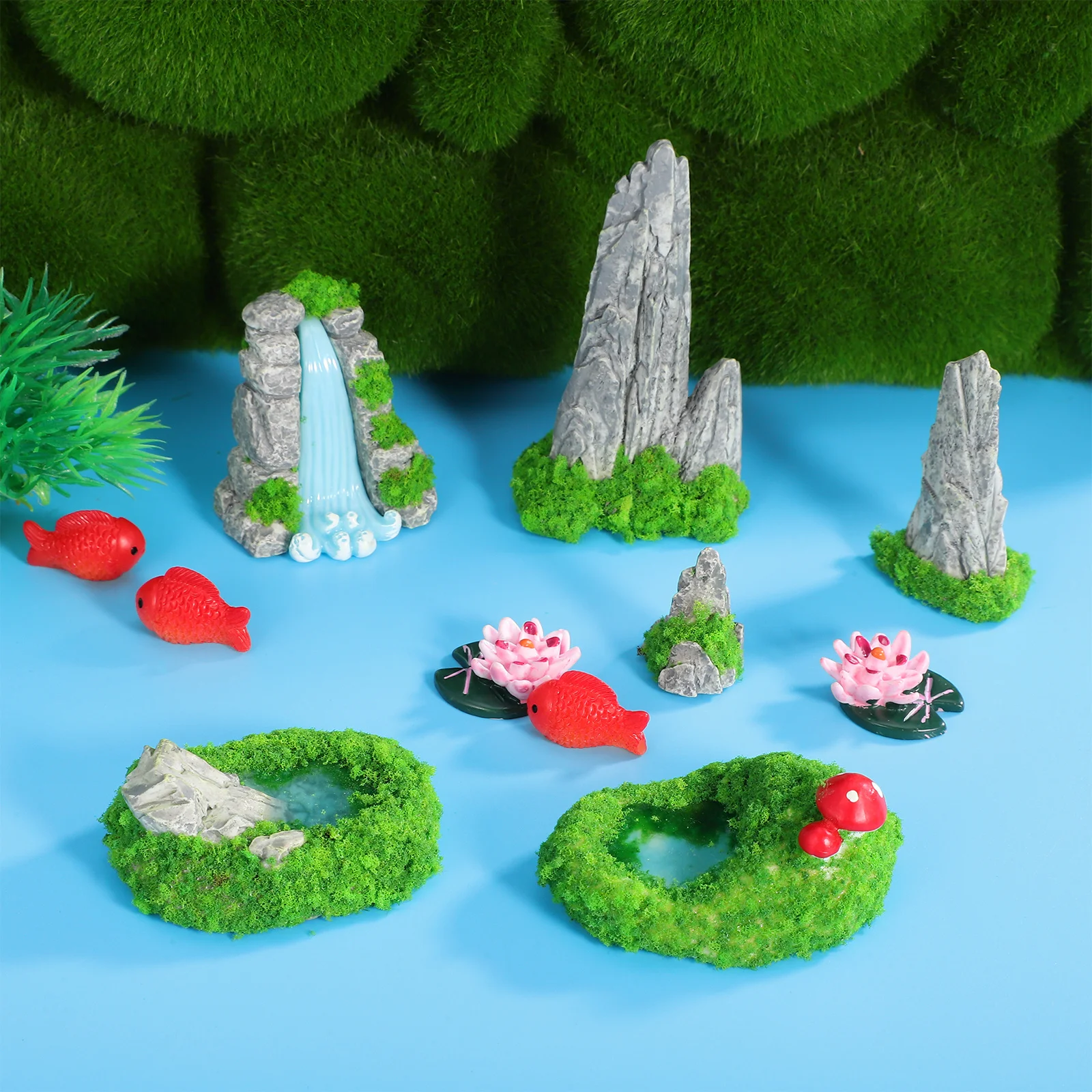 

6Pcs Mini Resin Rockery Artificial Mountain Decorative Miniature Landscape Garden Aquarium Diorama Supplies