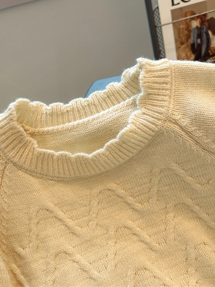 Women's Mohair Pullover Sweater Harajuku Aesthetic Y2k Long Sleeve Knitted Cashmere Sweaters Vintage 2000s Clothes Autumn 2024