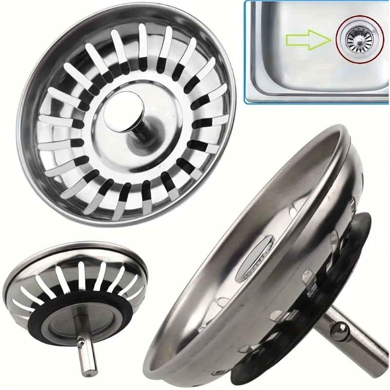 1PCS Stainless Steel Sink Drain Basin Drainer Waste Strainer Plug Waste Basket Sealing Lid for Kitchen Bathroom Accessories