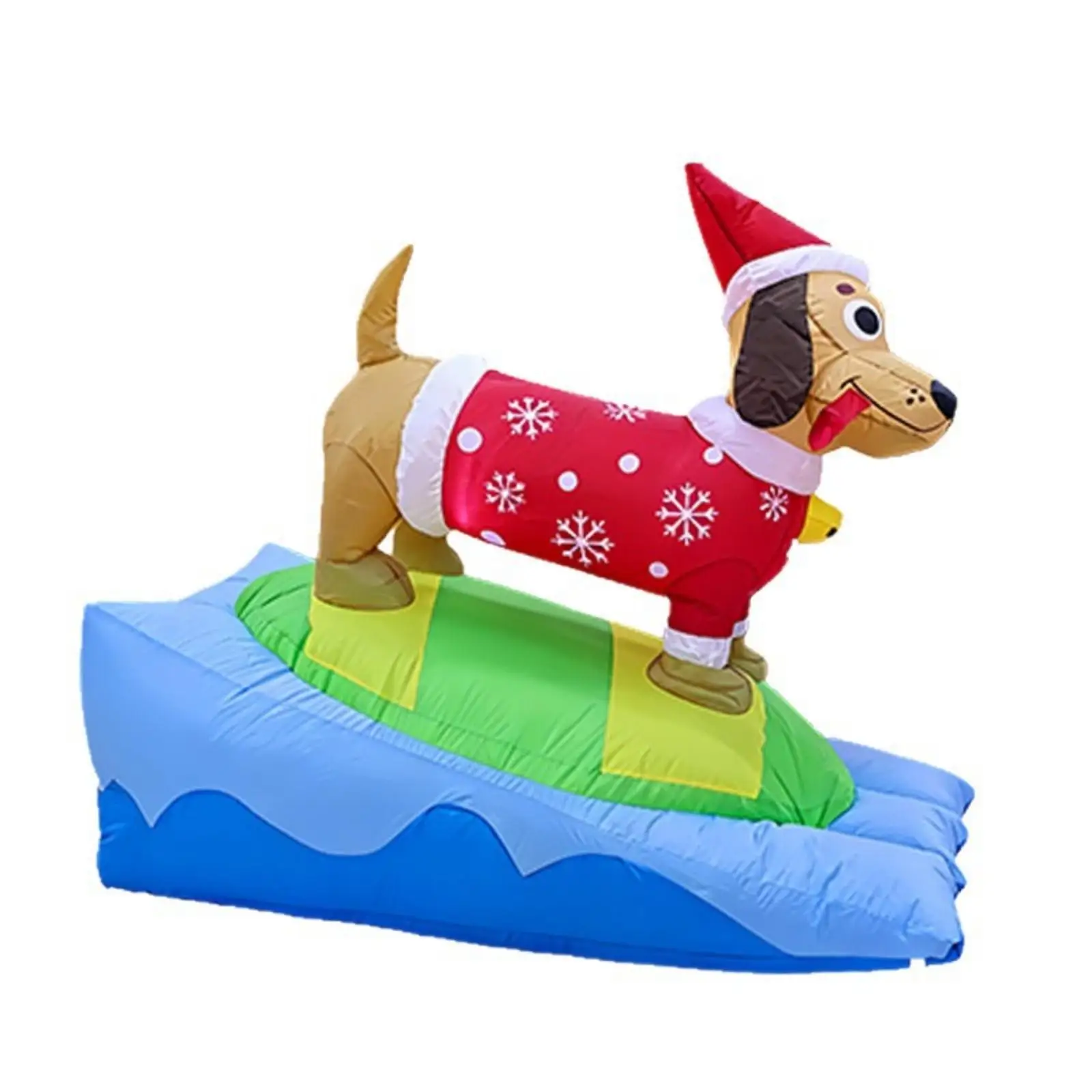 Xmas Inflatable Outdoor Dachshund with Santa Hat LED Yard Display Large Holiday Lawn Decor for Driveway