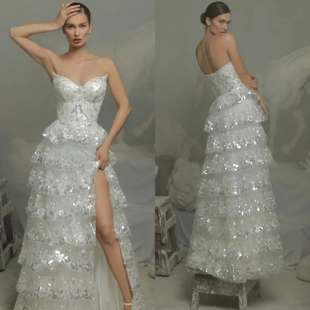 

Retro Elegant Strapless A-line Sequins Tulle Formal Occasion Gown robe de bal femme soirée فساتين كوكتيل