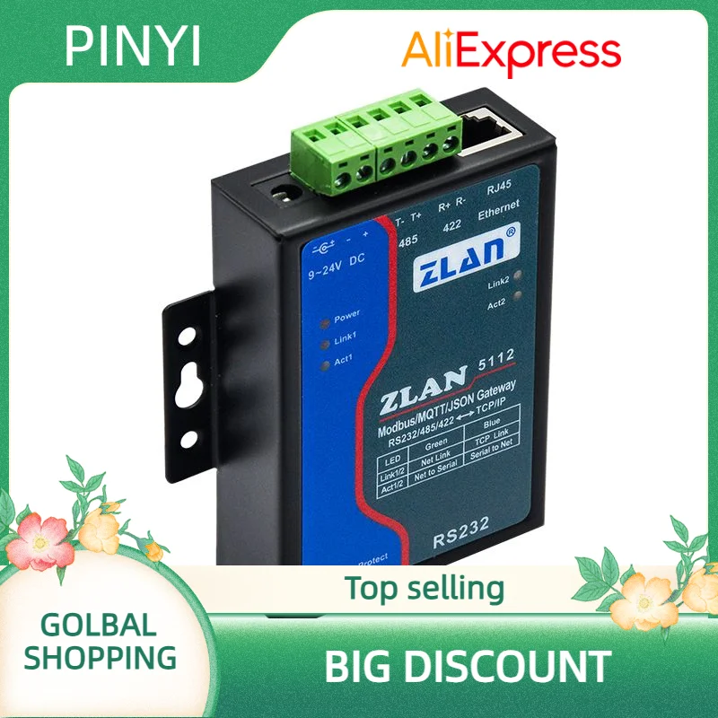 single-serial-port-server-rs232-485-422-to-ethernet-tcp-port-modbus-gateway-json-transmission-support-mqtts-zlan5112