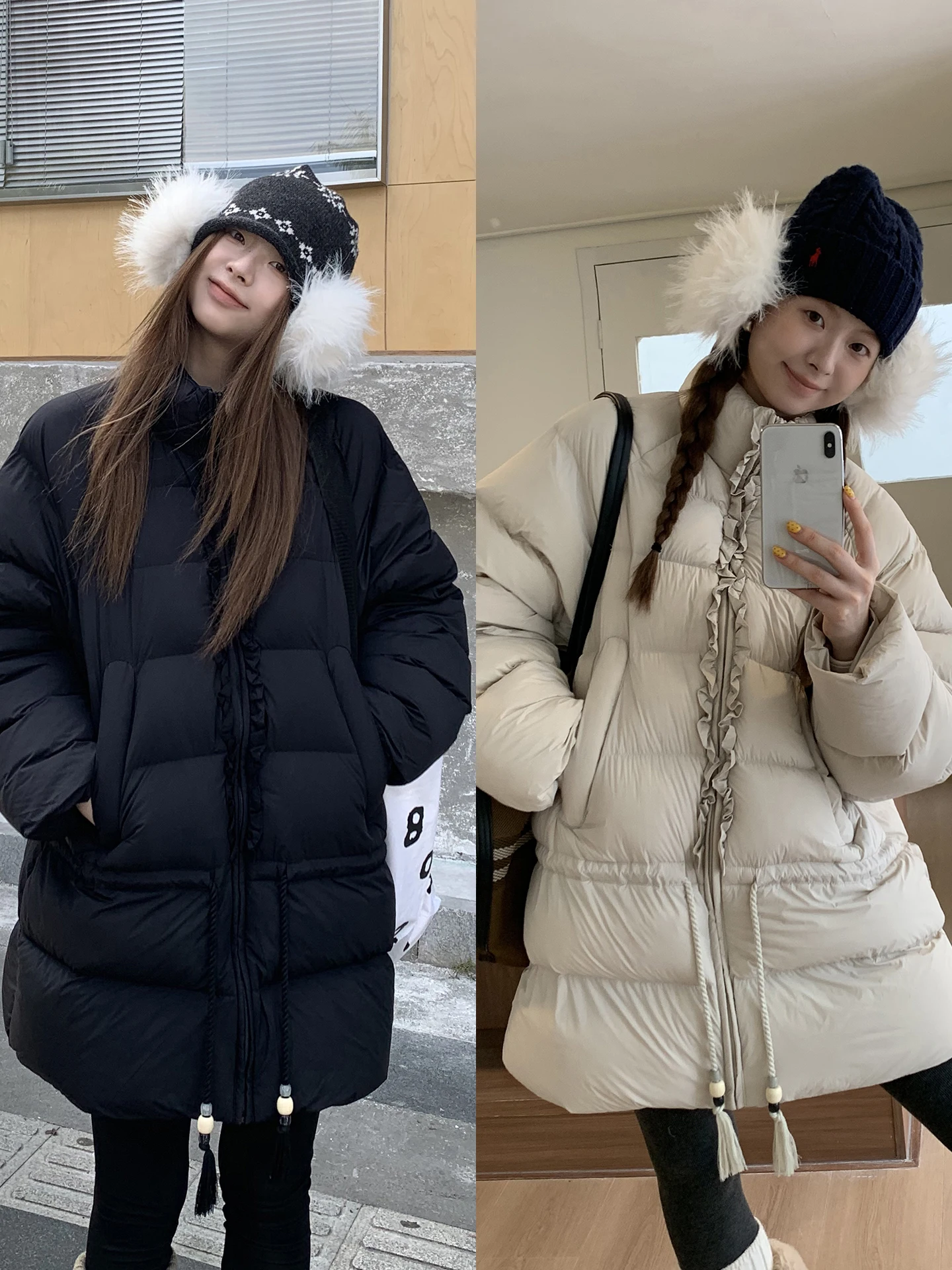 レッドセレブリティスタジオ レディース ウィンタージャケット 2025年新作 ミドル丈 90% ホワイトダックダウン グレー 美しい冬用アウターコート