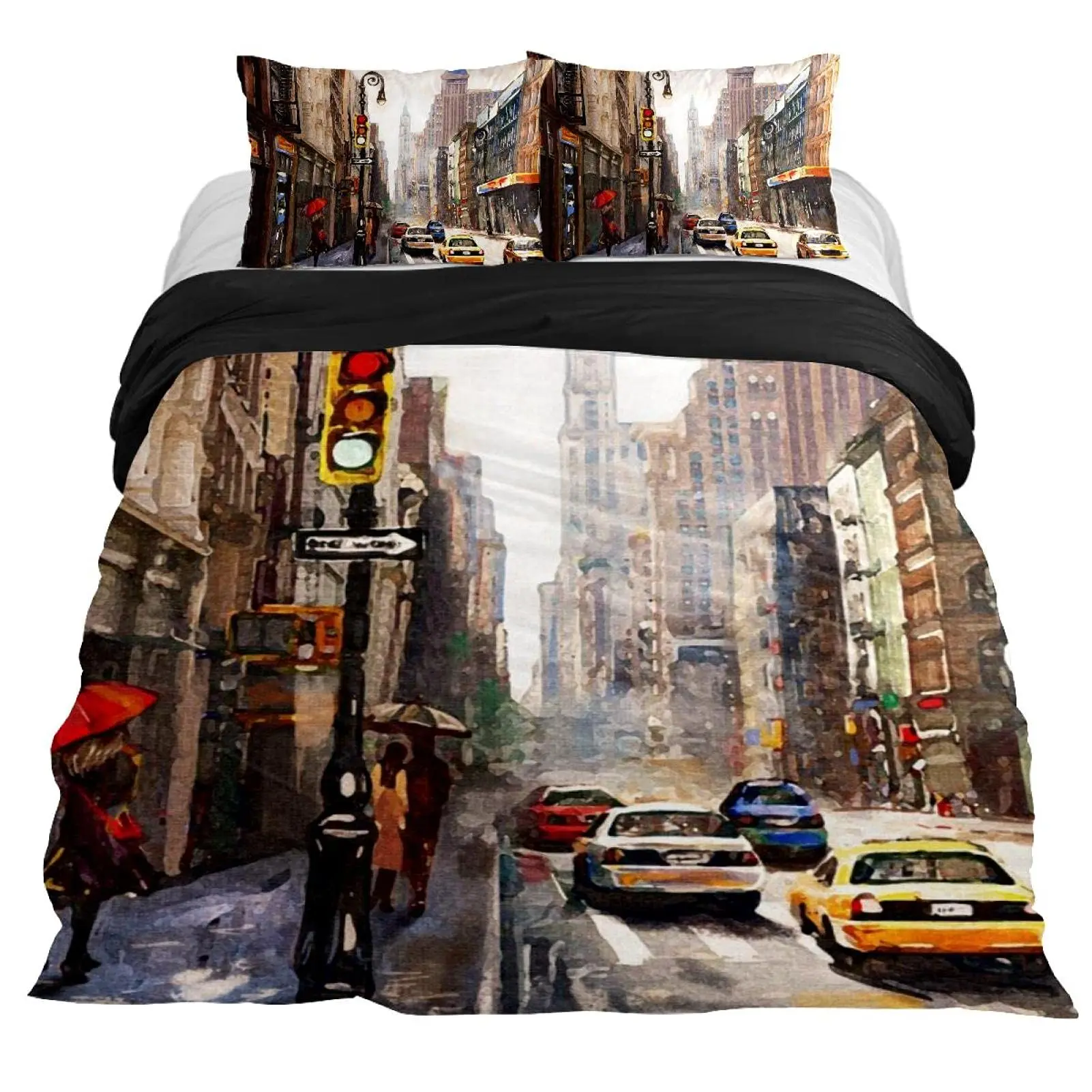 Imagem -04 - New York Decorativa Duvet Cover Grupo Conjunto de Peças de Cama Skyline Print Pillow Shams Twin Completo Queen King Size Decoração do Quarto