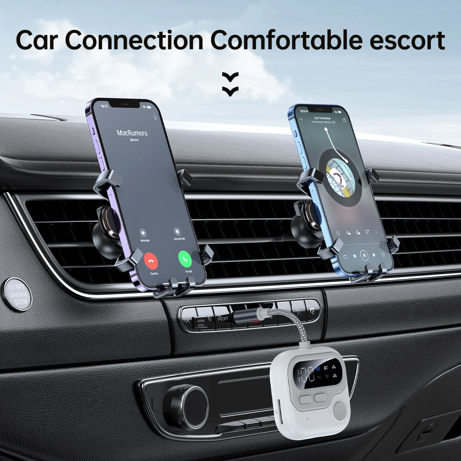 2 in 1 Bluetooth 5.4 Audio Transmitter Receiver TF Card Play 3.5MM AUX With Mic Music Wireless Adapter for Car/Home/Airplane