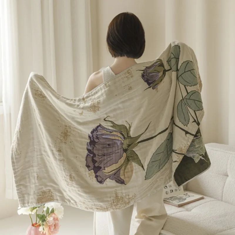 Full cotton four layer gauze bath towel adult enlarged water absorption quick drying towel multifunctional blanket 75x150cm