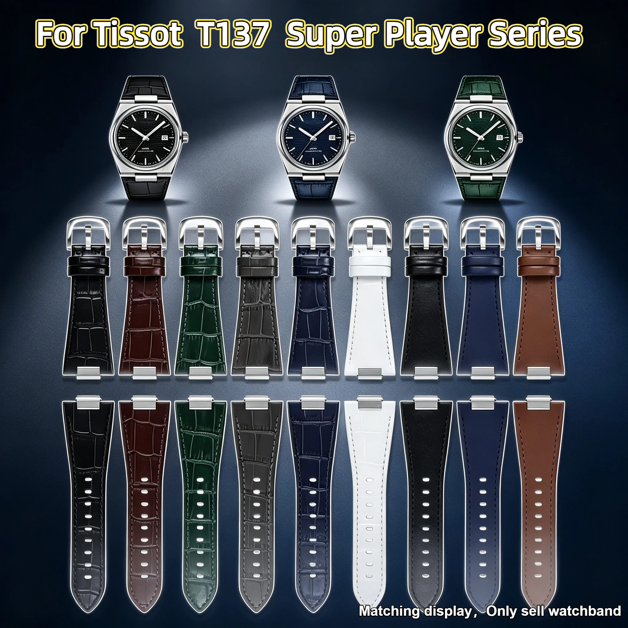 For Tissot 1853 Super Player PRX T137.410 T137.407 Replace Watchband 12m Men Watch Metal head T137 Cowhide Genuine Leather Strap