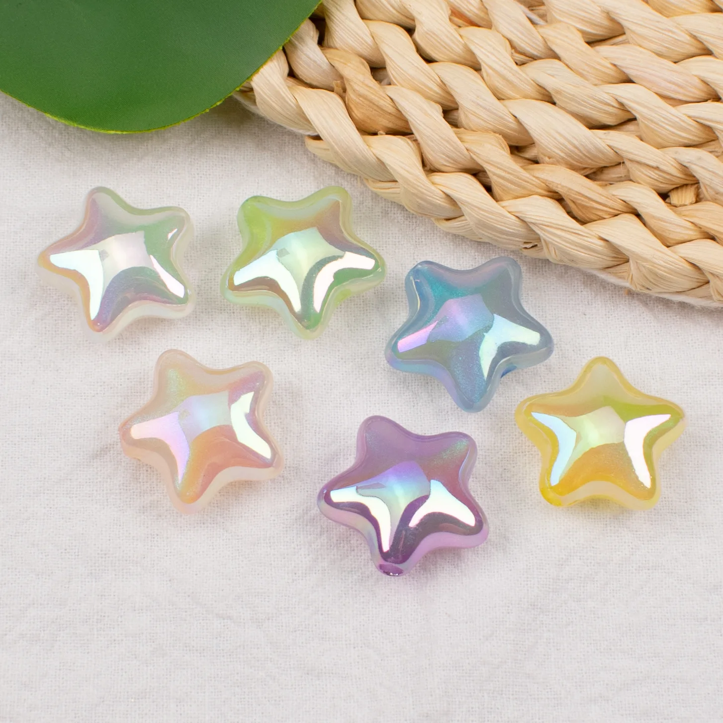 

Newest 100pcs/lot 22mm color print cartoon stars shape acrylic striaght holes beads diy jewerly earring/bracelet accessory