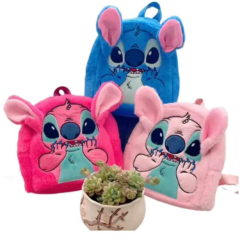 Disney Stitch Pluche Nieuwe Rugzak Cartoon Mode 3d Mini Damesrugzak Grote Capaciteit Schattige Kinderschooltas Hoge kwaliteit