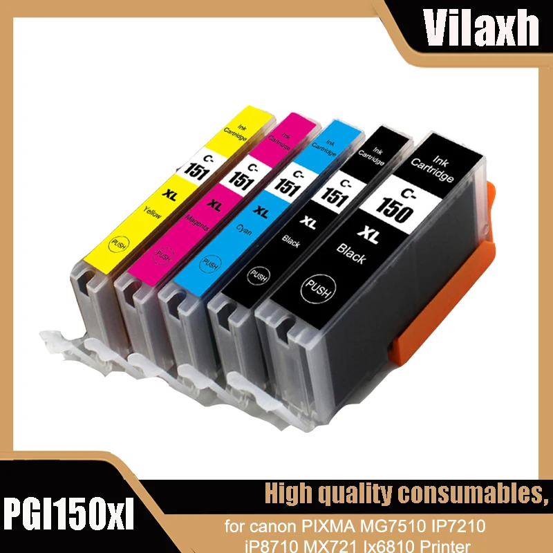 vilaxh PGI 150 CLI 151 Ink Cartridge For canon PIXMA IP7210 MG5410 MG5510 MG6410 MG6610 MG5610 MX921 MX721 IX6810 PGI150 CLI151