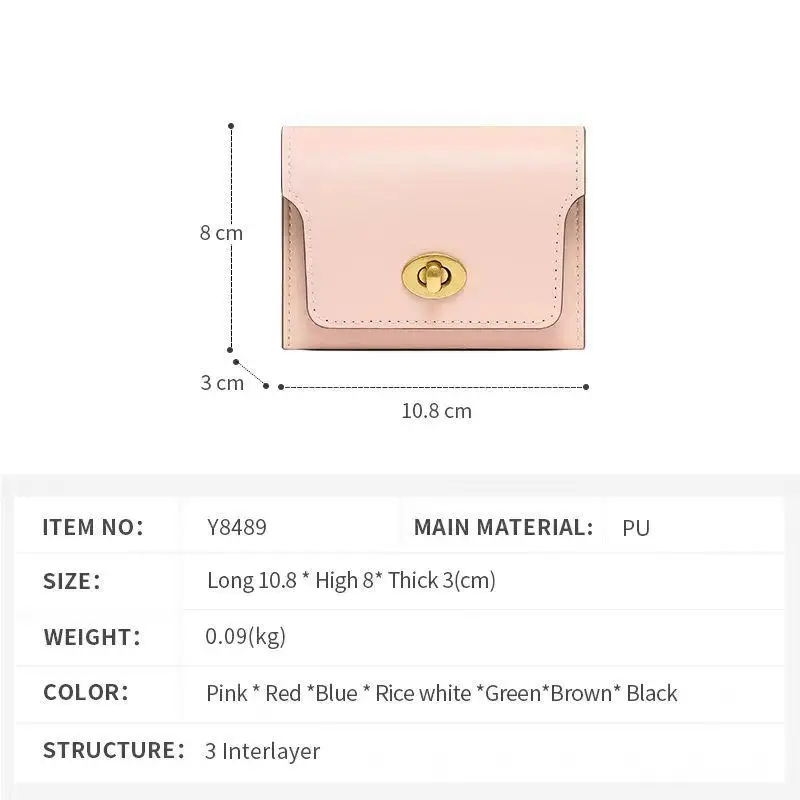 Women's Short PU Leather Wallet with Hasp description 9
