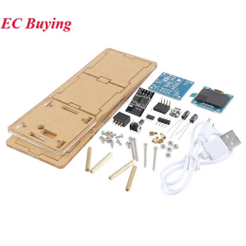 ESP8266 Mini Electronic Clock DIY Kit OLED 2.4G WIFI Time Temperature Humidity Date Week Weather Forecast Indicator DC 5V Clocks