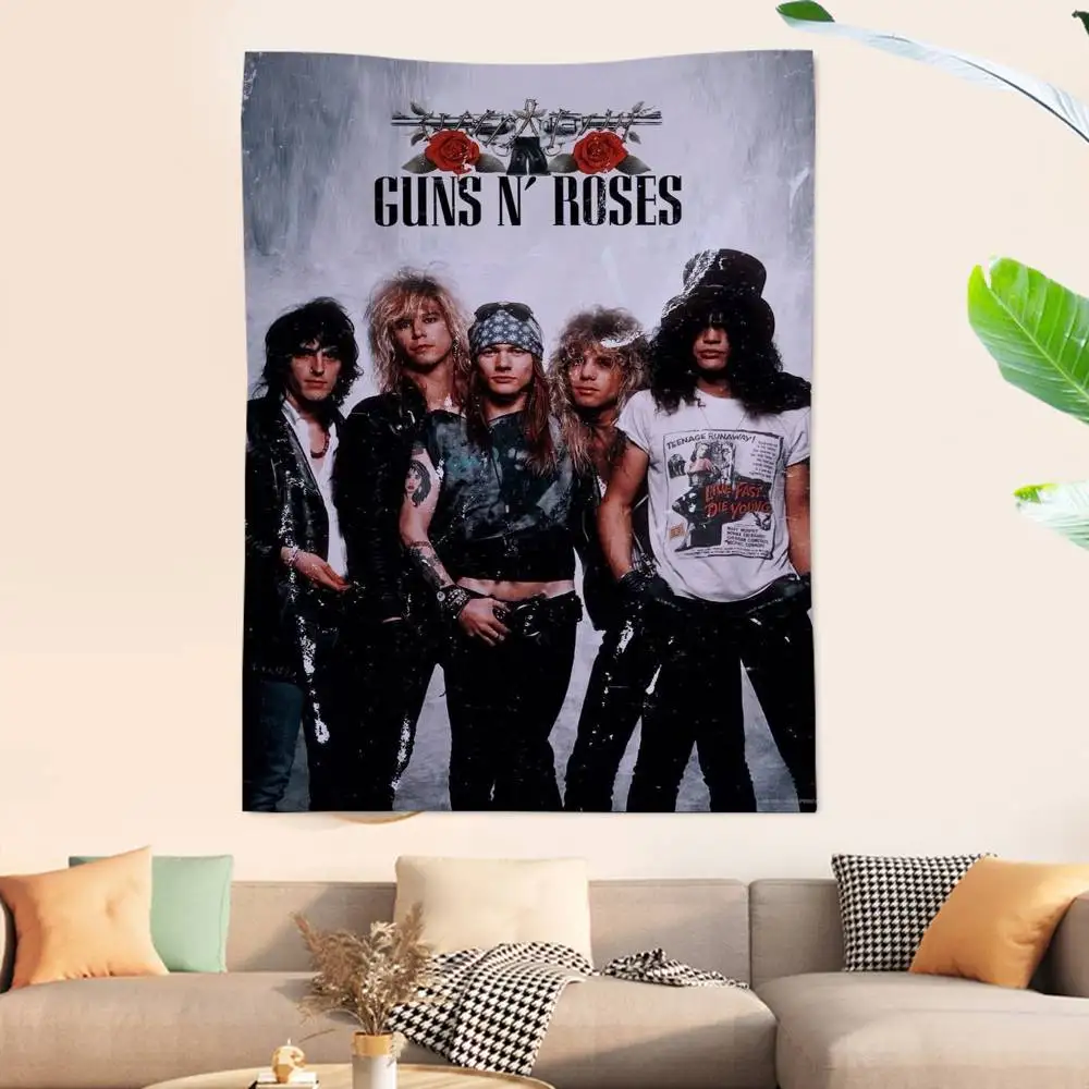 G-Guns Rock Band N R-Roses Anime Tapestry Hippie Flower Wall Carpets Dorm Decor Wall Hanging Home Decor