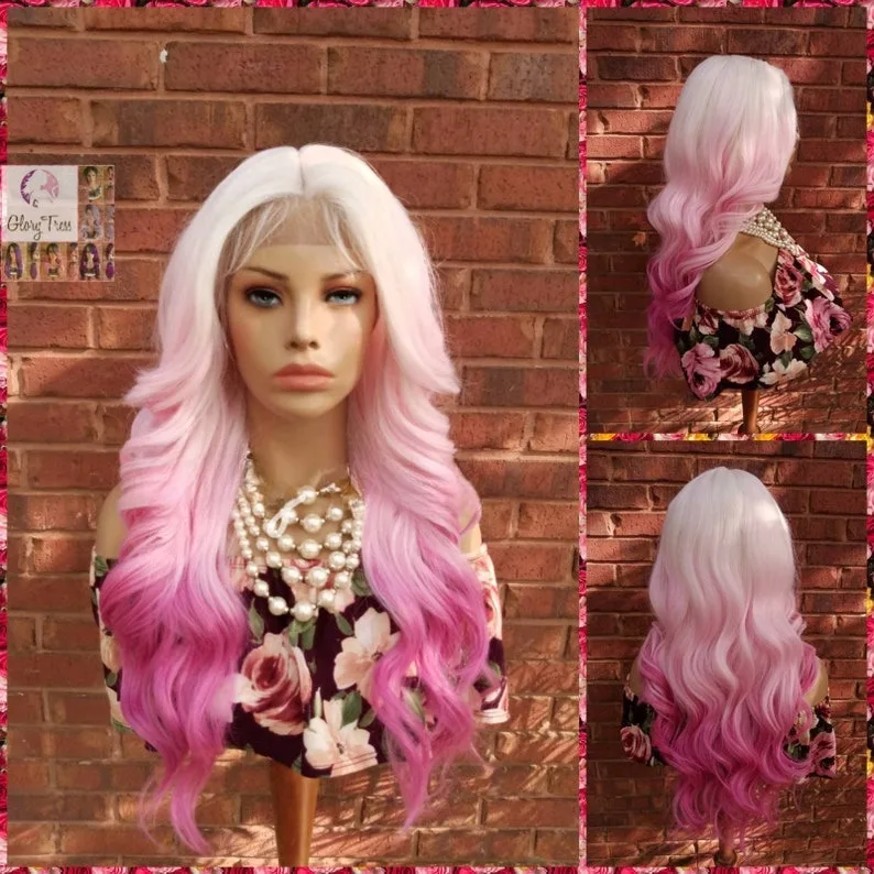 

Ombre Pink Wig Body Wave Lace Front Wig 13x4 Hd Transparent Lace Wigs Glueless Synthetic парики On Clearance Sale