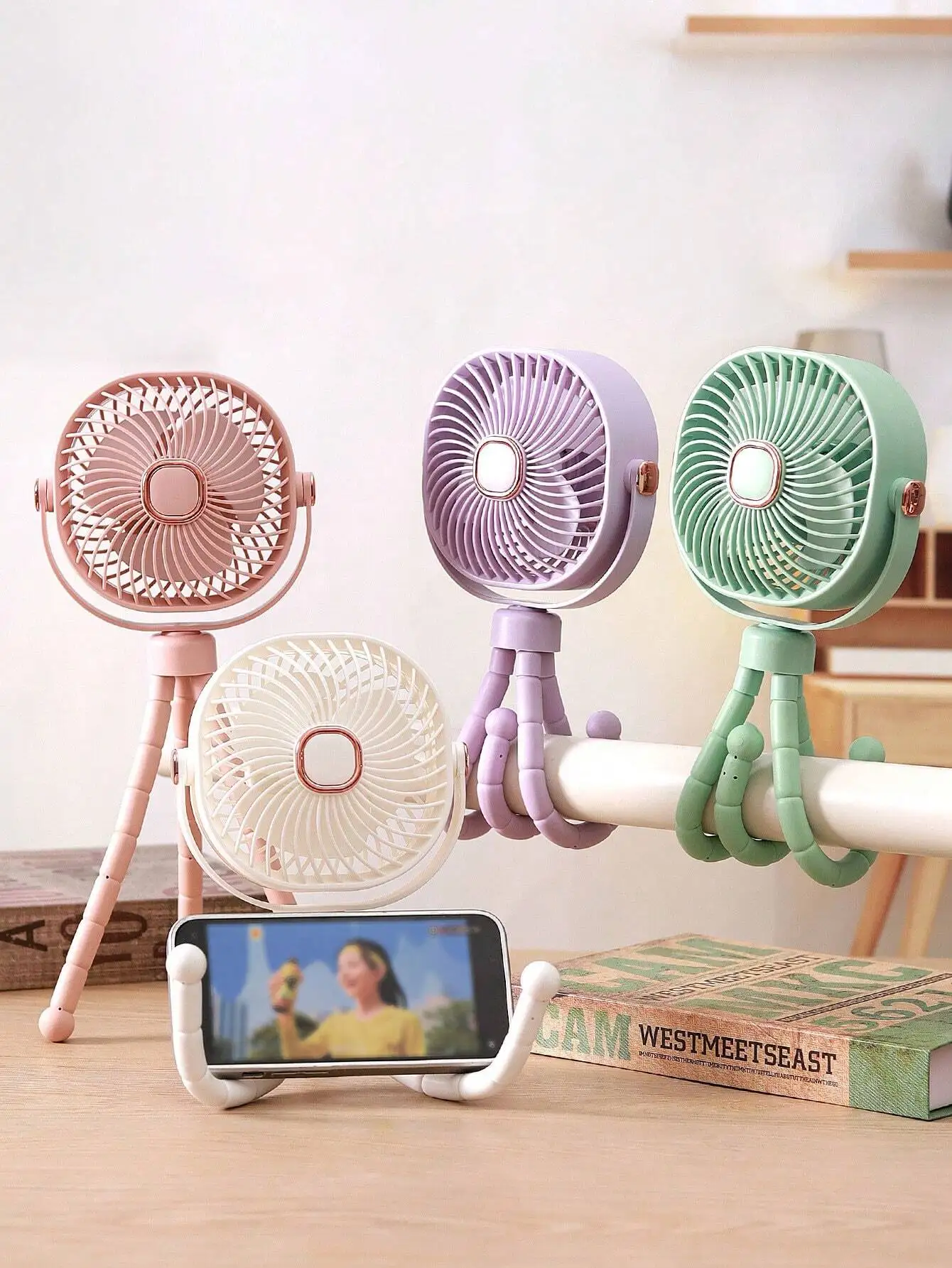 Rechargeable Portable Octopus Table Mini Fan 500mAh Lithium Battery USB Cable Outdoor Baby Stroller Hvac tools Iptv subscription