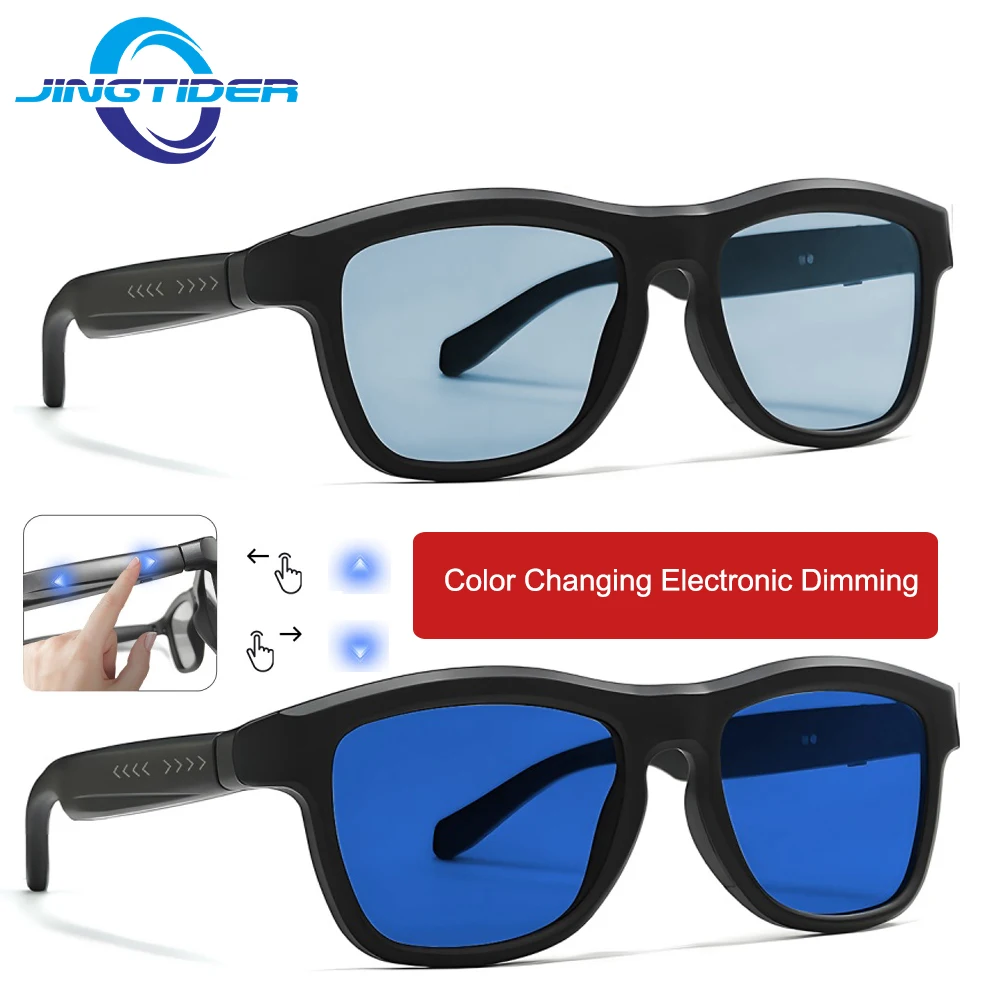 GV90 Smart Dimming Glasses Color Changing AI Translation Bluetooth 5.4 UV400 Open Ear Sunglasses Remote Photo Driving Travel