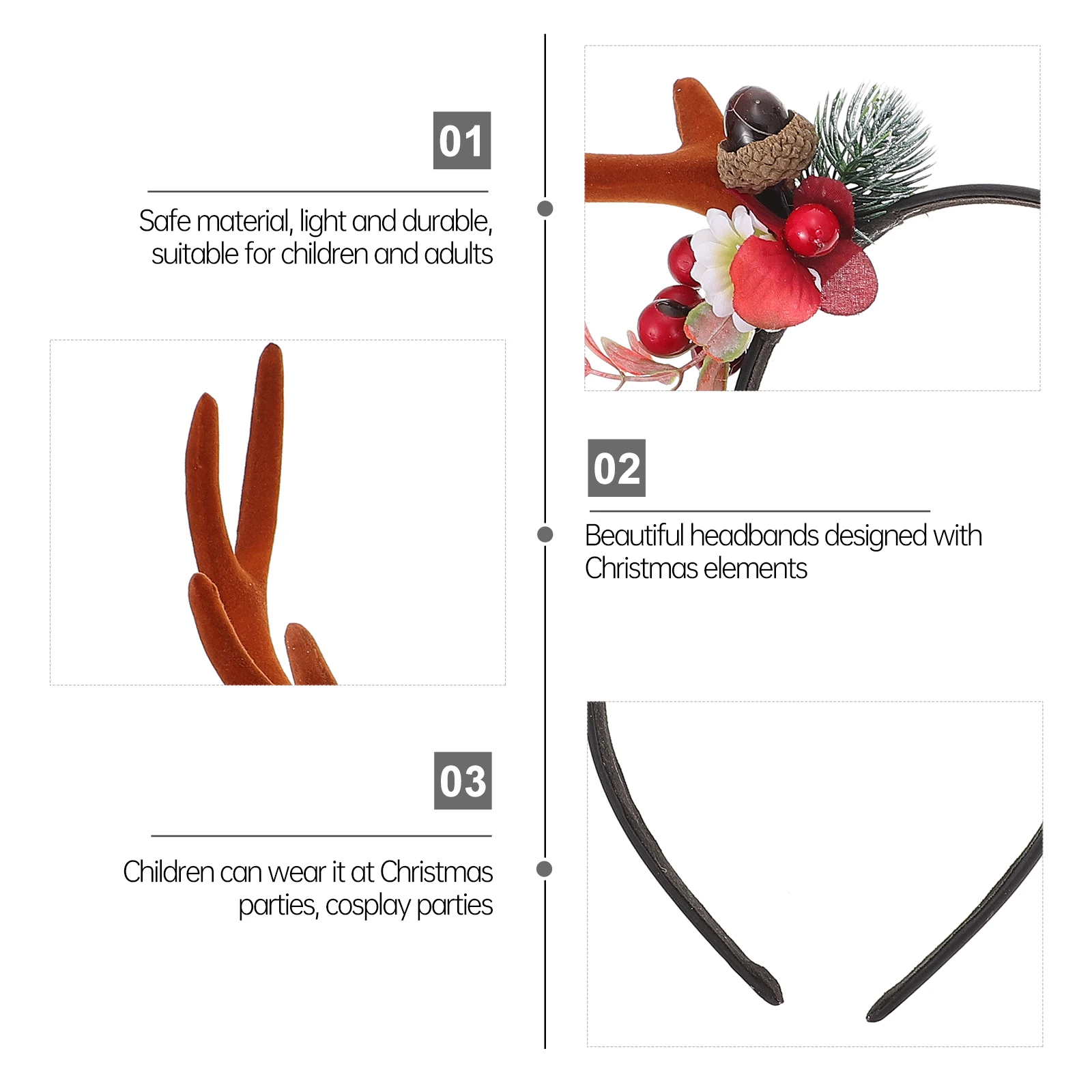 

1pc Christmas Antler Headband Deer Horn Accessory For Women Xmas Party Festival Gift Hair Ornament Hair Styling Tool