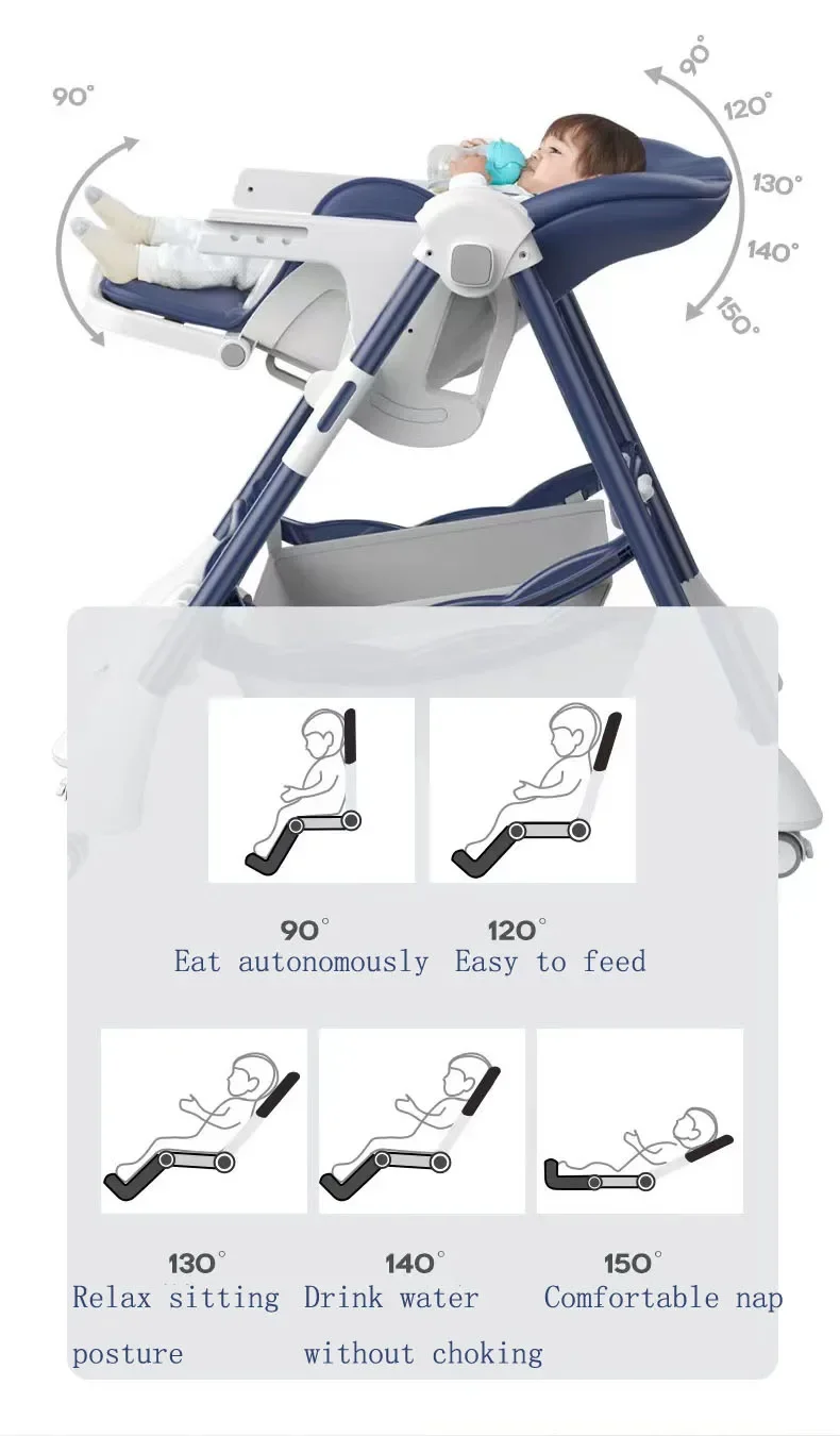 multifunctionele opvouwbare handige babyvoedingsstoel eettafel en stoel baby-eetkamer kinderstoel voor kinderen van 0-6 jaar