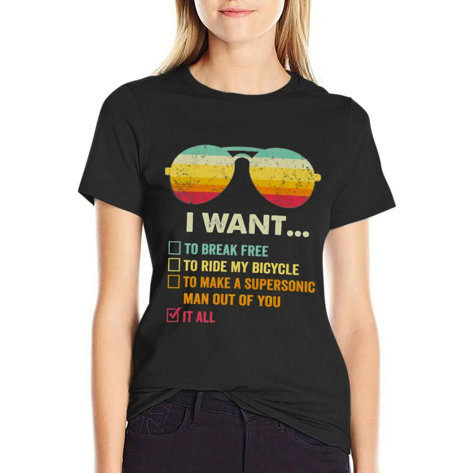 

I Want To Break Free To Ride My Bicycle T-Shirt funnys plus sizes black t shirts for Women