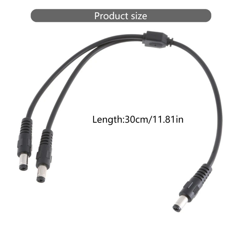 Cable divisor Y 30CM DC5,5x2,1mm, 18AWG macho a macho, divisor 5,5 MM x 2,1 MM para dispositivos bajo voltaje y fuente