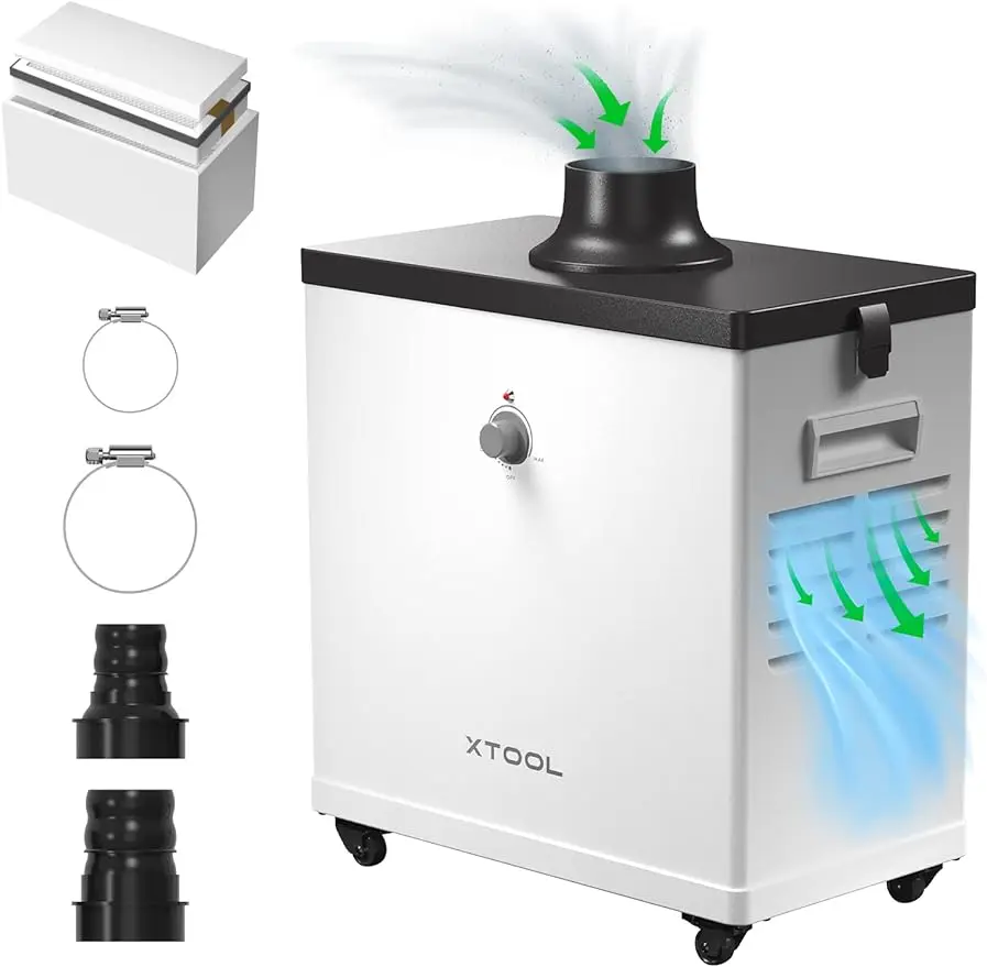 xTool Smoke Purifier for M1 Laser Engraver, Fume Extractor for xTool D1/D1 Pro (Use with Enclosure) and Most Enclosed Laser Cutt