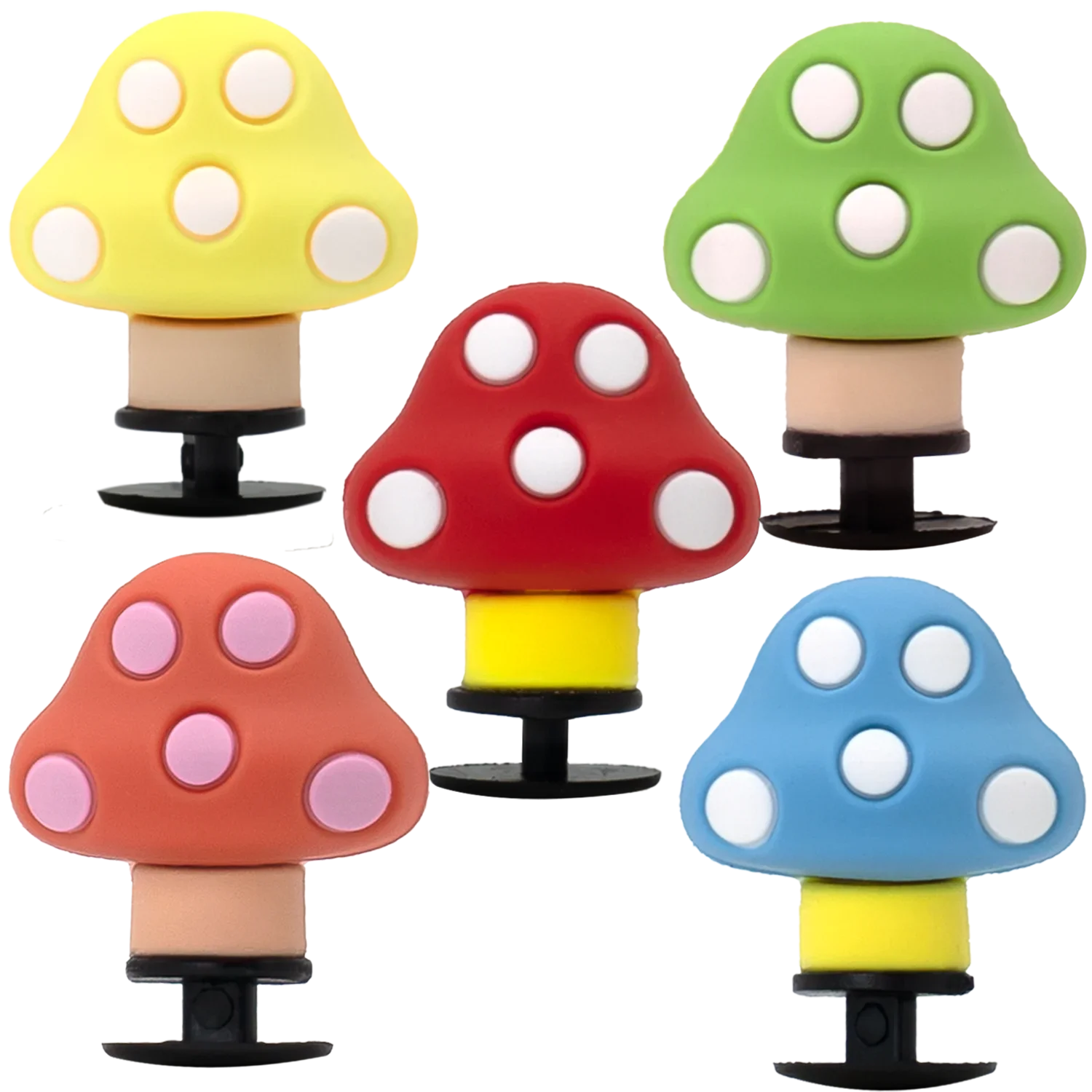 1/5pcs 3D Cute Mushroom Shoe Charms for Women Red Blue Green Yellow Mushroom Shoe Decoration Accessories  Pin Clog for Kids