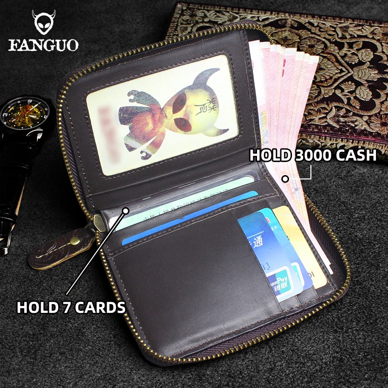 

Короткий кошелек из натуральной кожи для мужчин и женщин, складной бумажник на молнии, винтажный дизайнерский держатель для кредитных карт, удостоверения личности