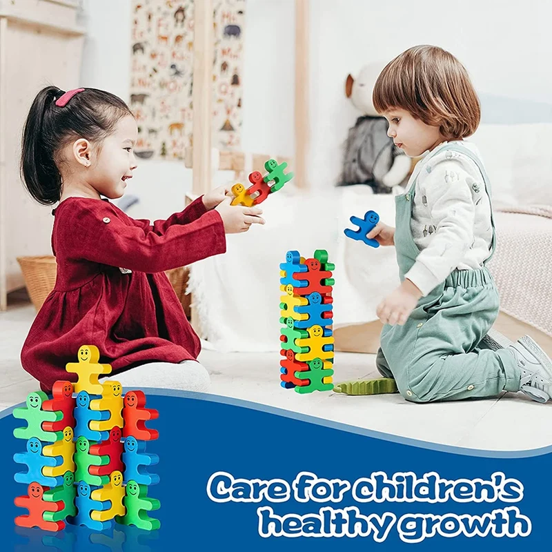 Juego de construcción de equilibrio de madera para niños, 16 piezas, bloques de construcción de equilibrio, juguetes de apilamiento de madera, juguetes de Desarrollo Educativo