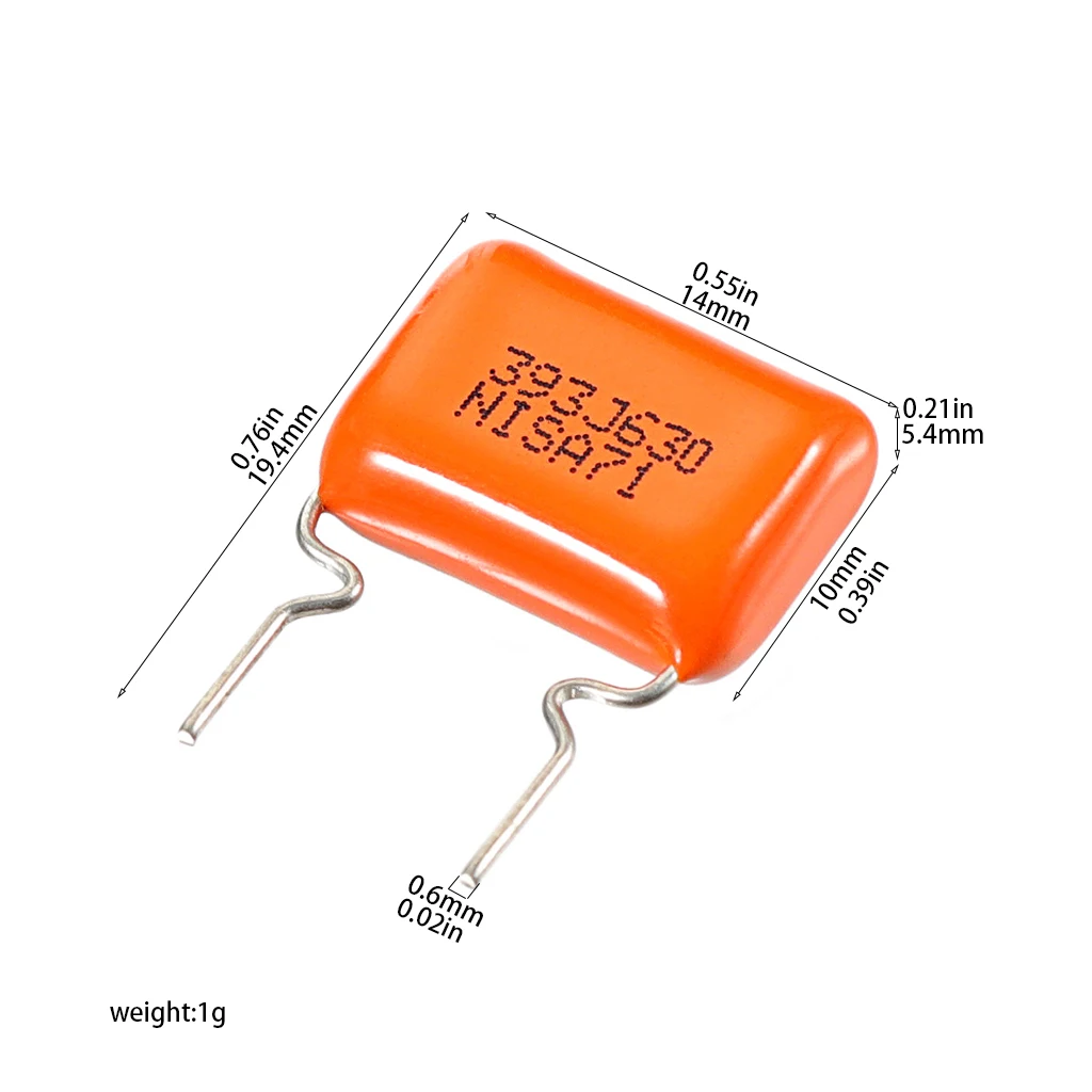 

Guitar Capacitor Kit: 10 Pcs 400V 104J//630V 393J High-Voltage Orange Drops for Reliable Guitar/Bass Electronics Repair & Mods
