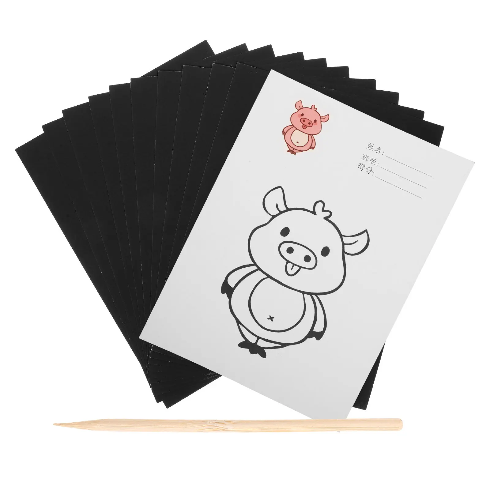 

100pcs Scratch Paper Painting Craft Set Creative Diy Scraping Art For Hand-Eye Coordination Educational Drawing Art