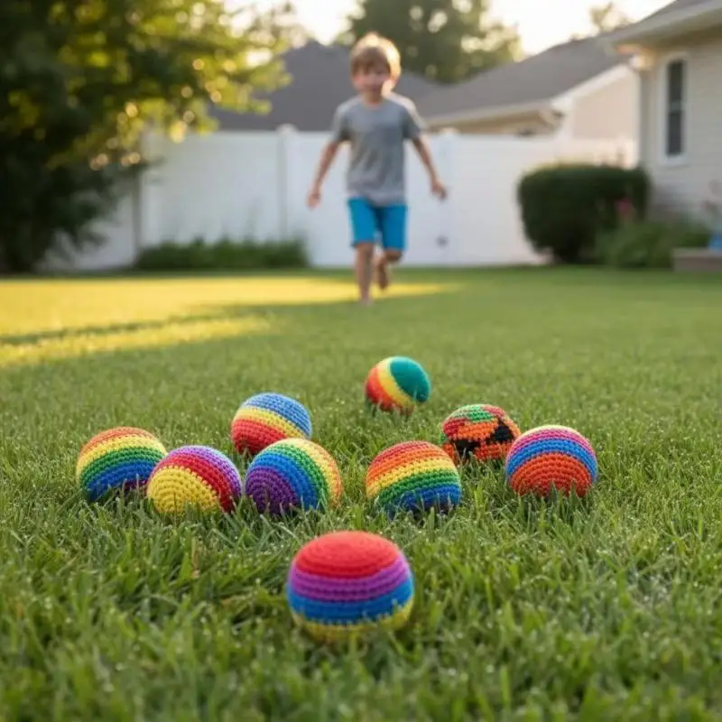 Children's Outdoor Fun with Handmade Soft Footbag Juggling Balls