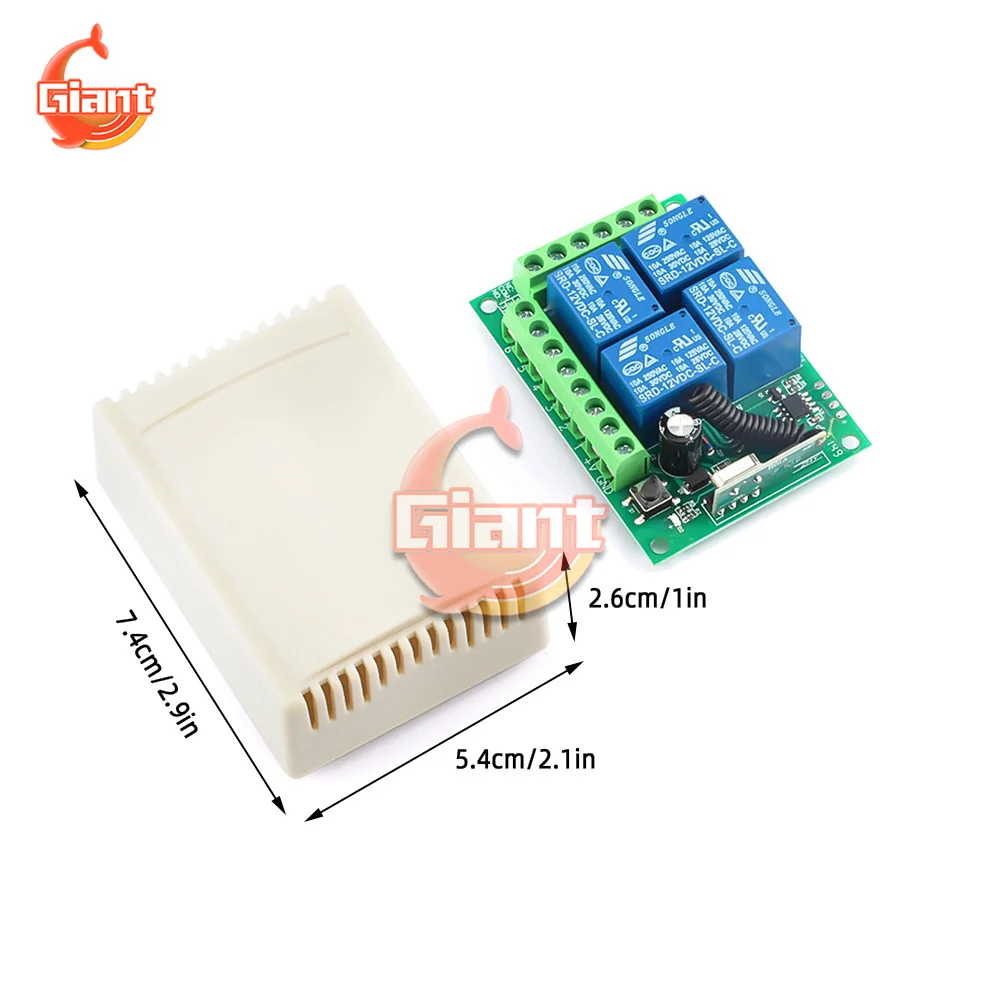433MHz 315MHz Universal Wireless Remote Control DC 12V 4CH Relay Receiver Module RF Switch For Gate Garage