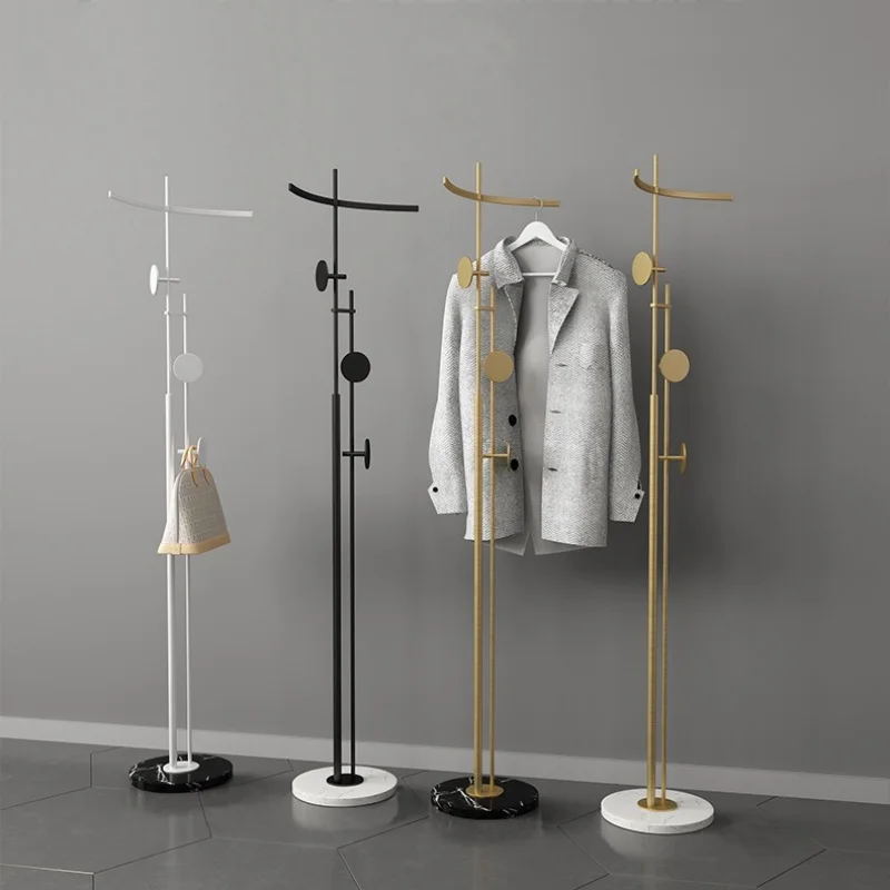 

Nordic Marble Metal Clothes Coat Hanging Rack Simple Hotel Bedroom Floor Standing Hat Rack