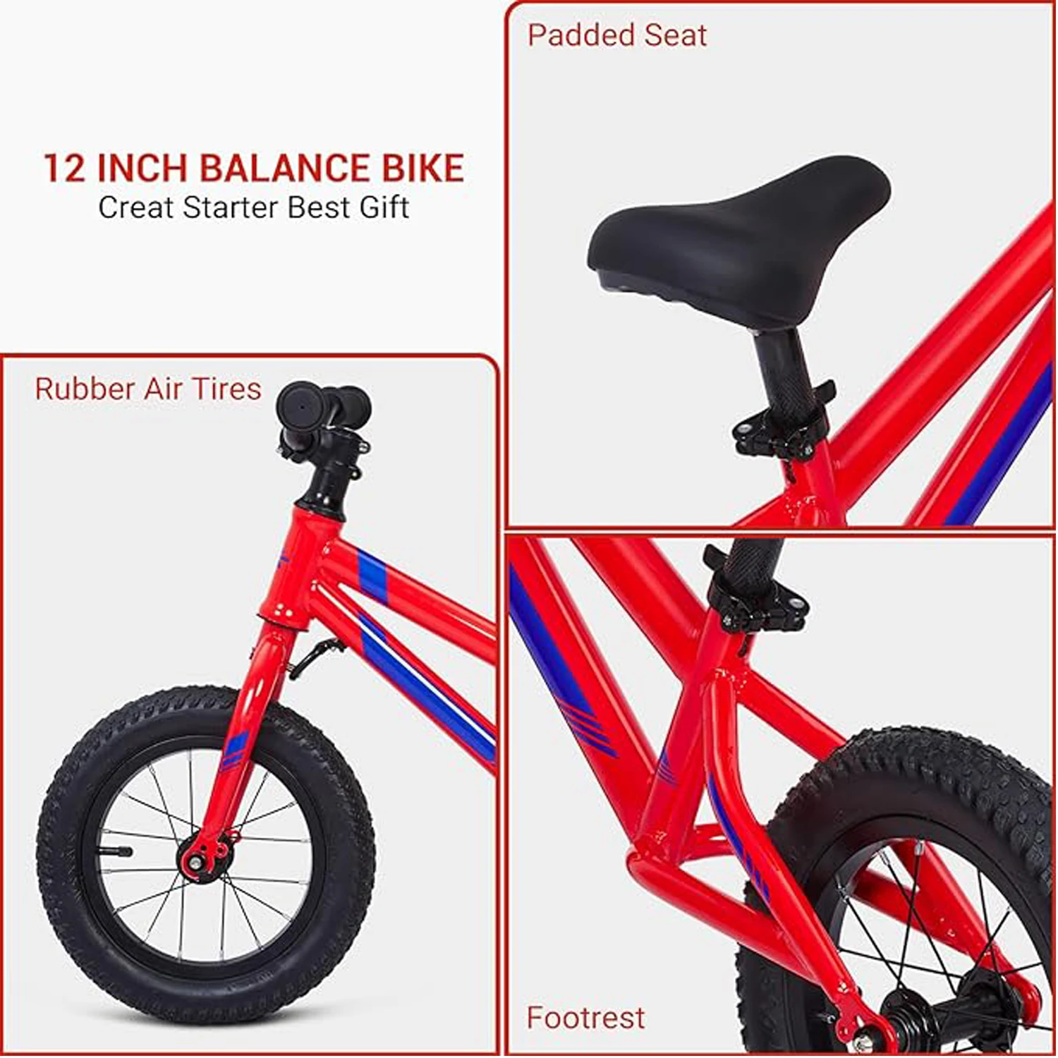 Bicicleta de equilibrio Bicicleta liviana para niños y niñas de 2, 3, 4, 5 y 6 años con manillar y asiento ajustables ﻿