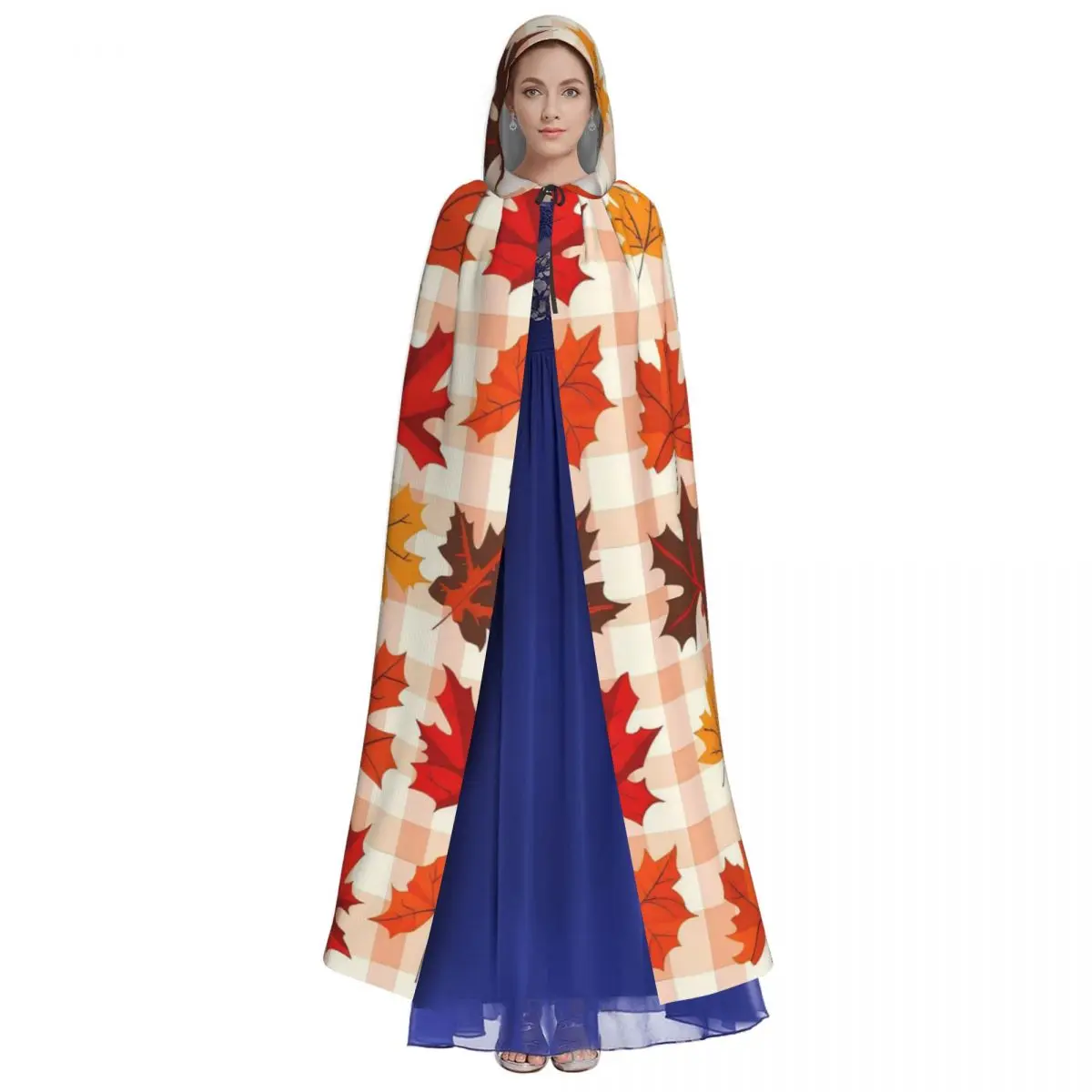 Maple Fallen Leaves Hooded Cloak Autumn Leaf Aldult Cape Cosplay Costume Party Accessory