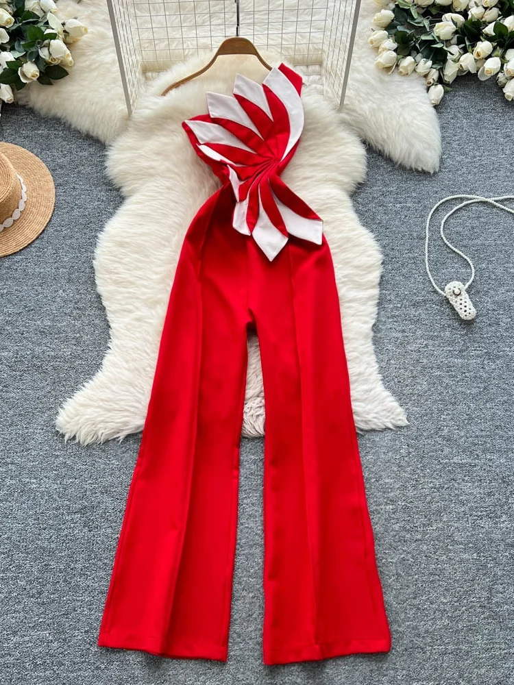 

Ele Summer Floral Design Draped Slim Fit Women's Dr Long Pants High Waist Commute Sle Regular Thin Online Ss