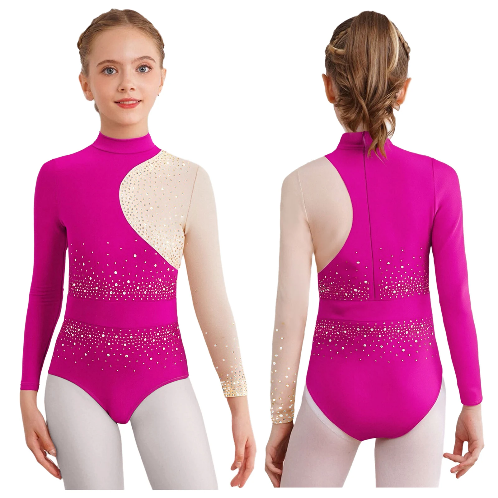Crianças meninas ginástica lírica collant ballet dança latina competição traje para patinação artística dança desempenho bodysuit