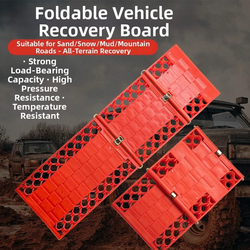 1 Pair 3-Fold PP Traction Boards Pair Anti-Slip Off-Road Recovery Mat For Snow Mud Sand Interior Accessories