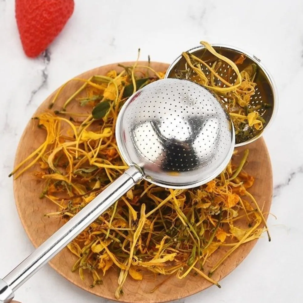 

304 Stainless Steel Tea Filter Spherical Telescopic Multi-Purpose Tea Strainer Reusable Long Handle Flour Sieve Home Kitchen