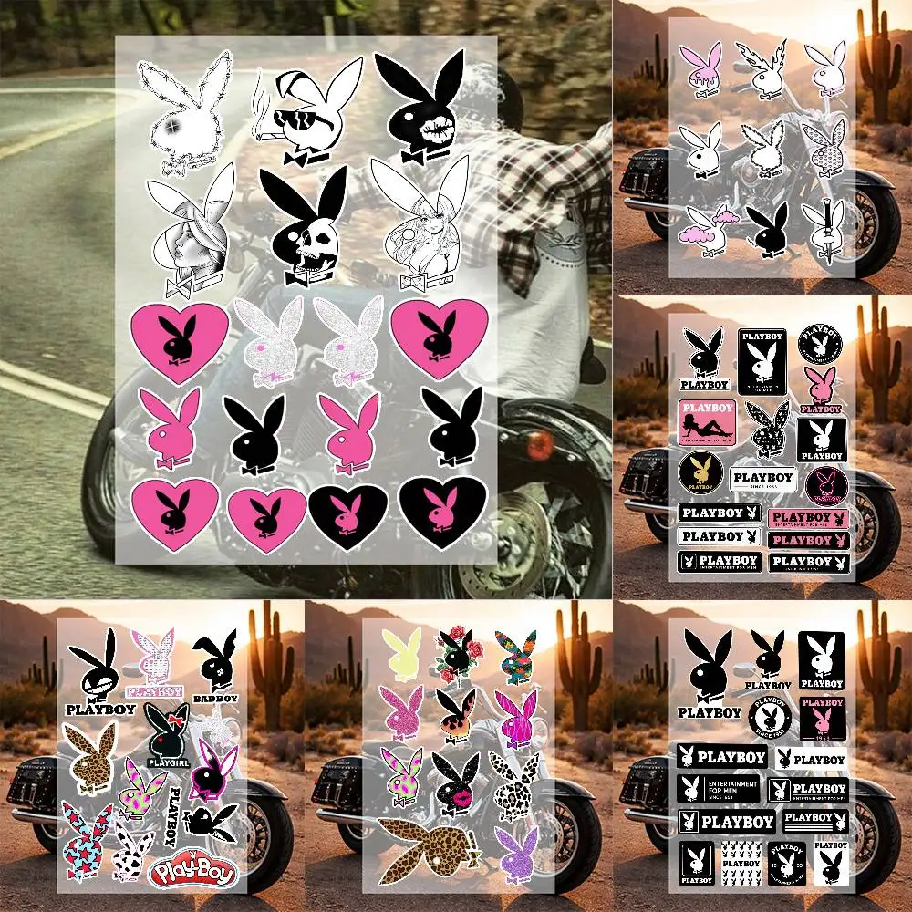 Y2K Gothic Bunny Vinyl Sticker Pack Pink Black Dripping Paint Barbed Heart Smoke Decals Waterproof For Laptop Phone Case Decor