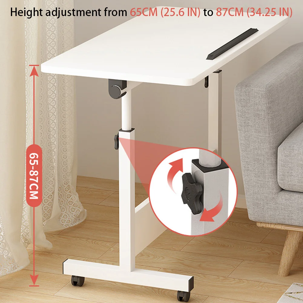 Small Standing Rable Adjustable Height Mobile Stand Up Desk With Wheels, Home Office Computer Workstations, 80x40cm Tabletop