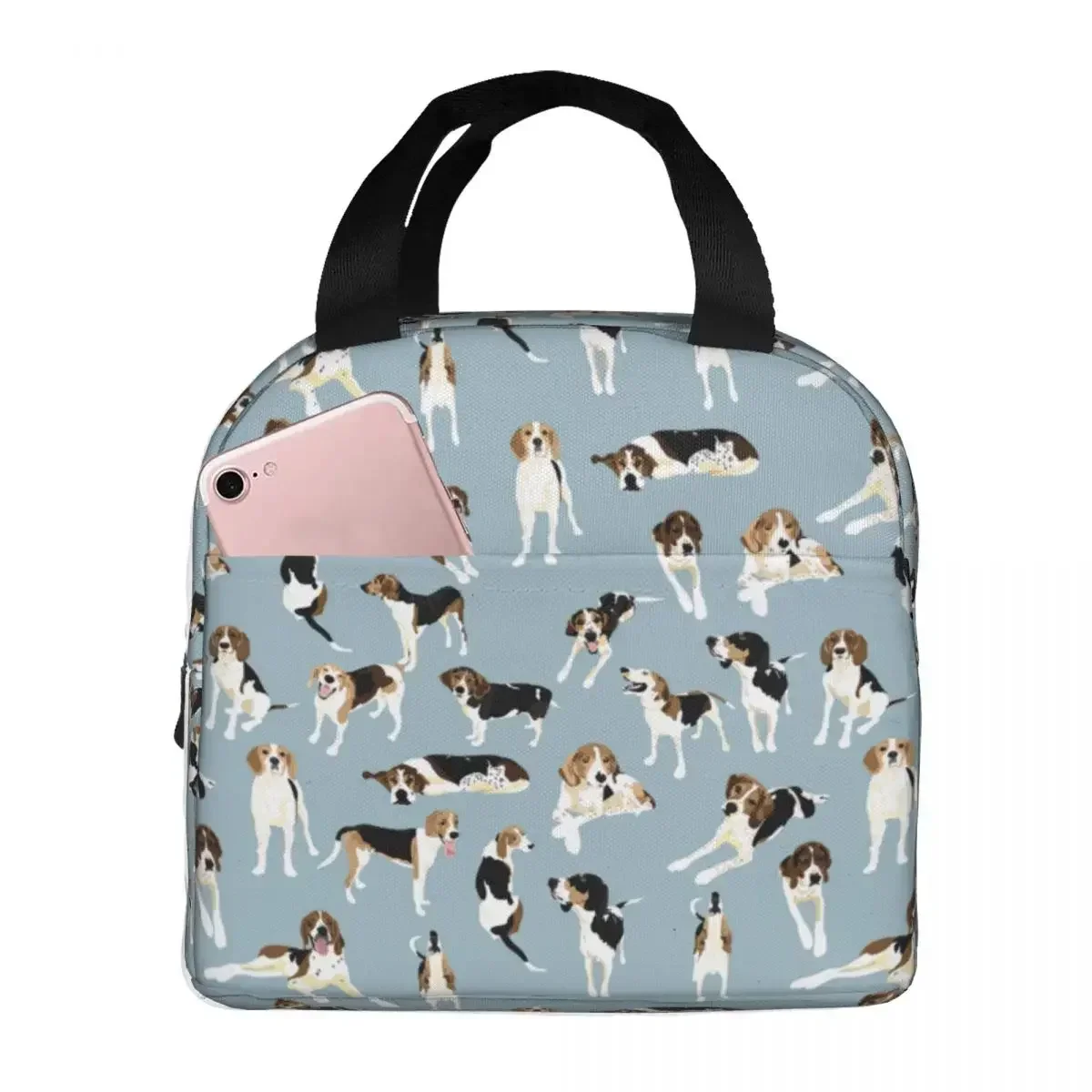 

Lunch Bag for Men Women Tree Walker Coonhound Insulated Cooler Portable Picnic Animal Canvas Lunch Box Food Storage Bags